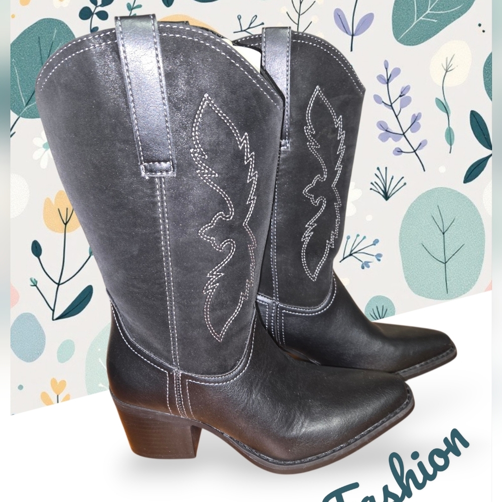 Classic Childrens Western Mid-Calf Boots - Black From Chidrens Place Size 1